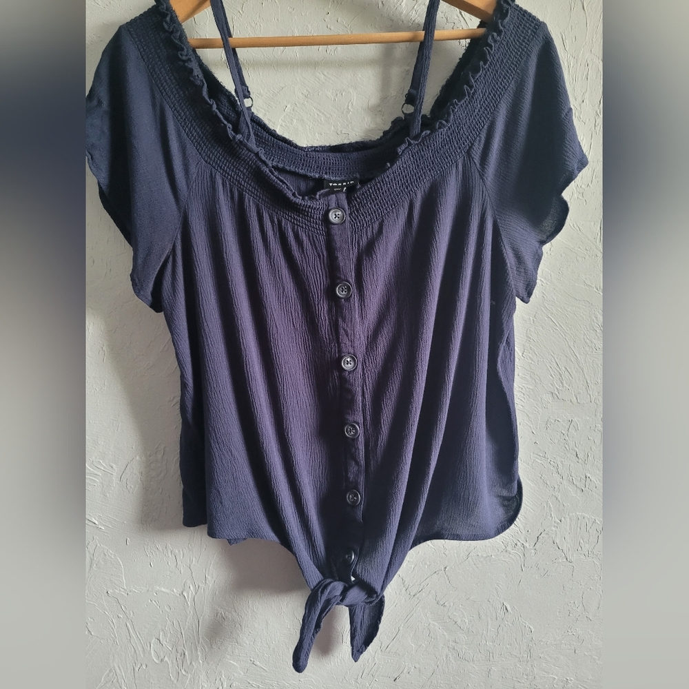 Torrid Dark Blue Button-Front Blouse